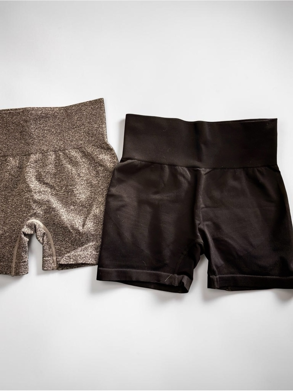 Gray and Black High Waist Bike Shorts Duo